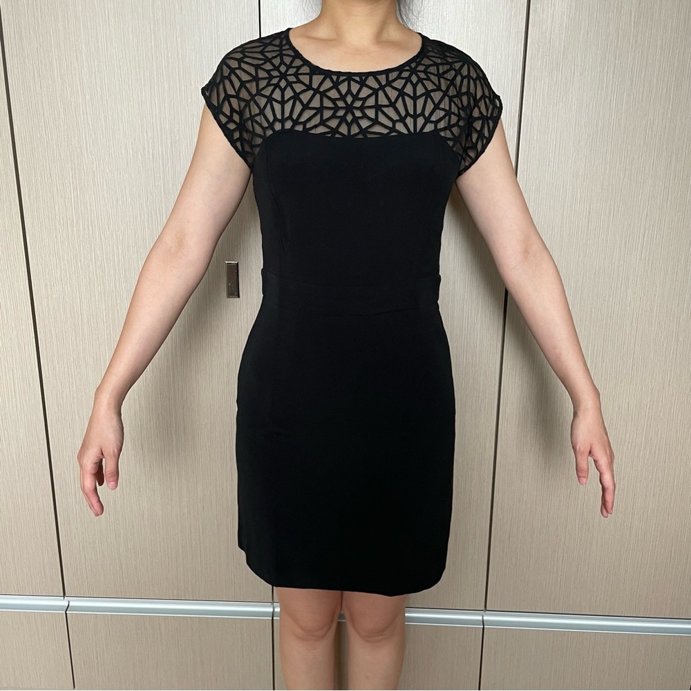 Sandro Black Dress with Geometric Sheer Detail
